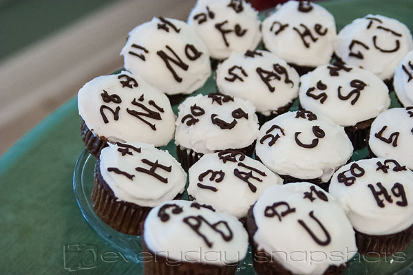 science party periodic cupcakes