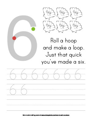 Learn to Write Numbers Printable: Six