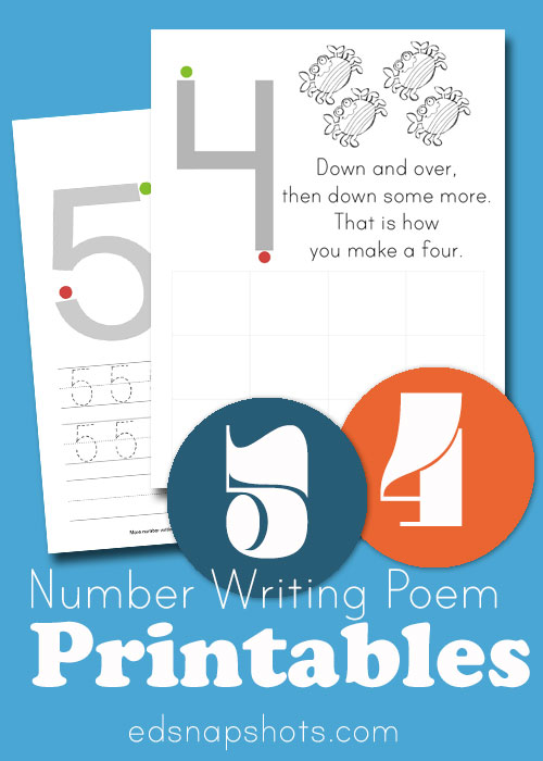 Four and Five of Learn to Write Numbers Printables