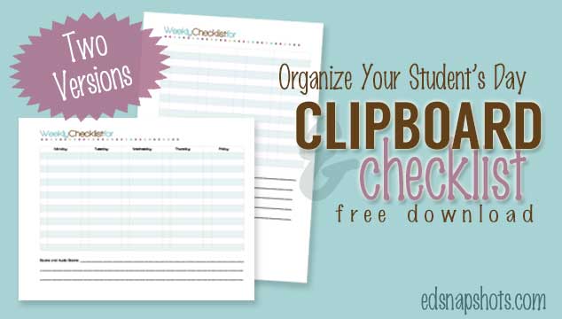 Organize Your Student’s Day With Clipboard and Checklist Download
