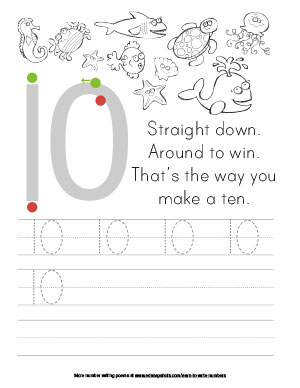 Learn to Write Numbers Ten Tracer Version Printable