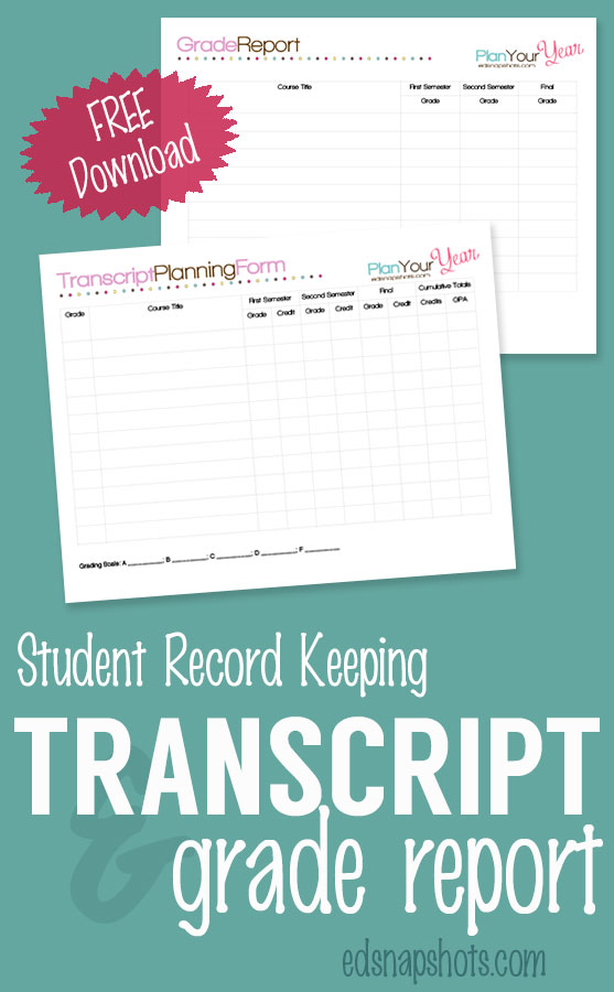 Free Homeschool Planner Transcript and Grade Report