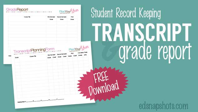 Making the Grade: Transcript and Grade Report Printables