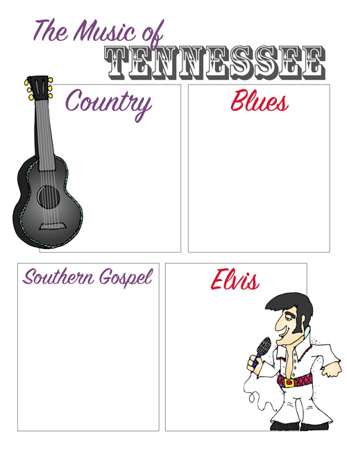 US Geography Tennessee Music Printable