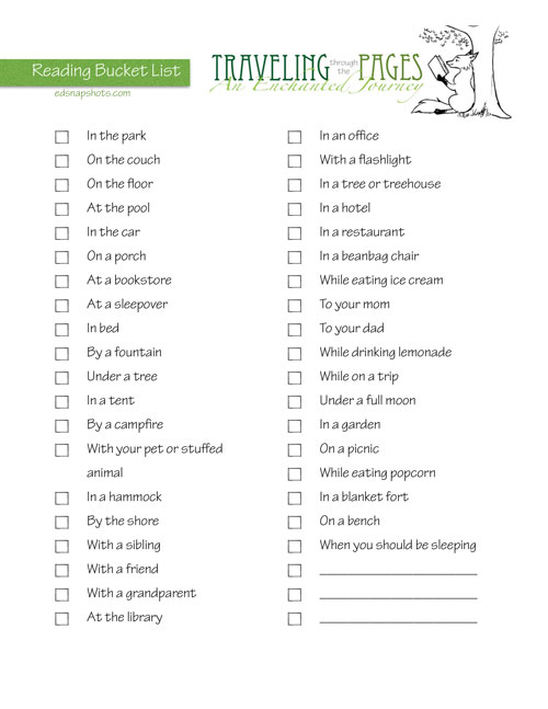 Summer Reading Bucket List Printable