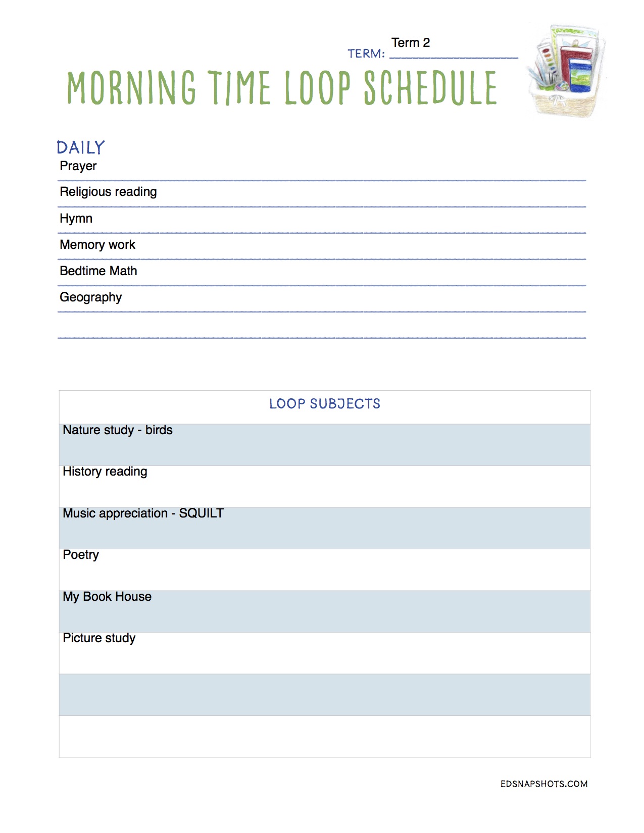 Loop Schedule for Morning Time Homeschool Better Together